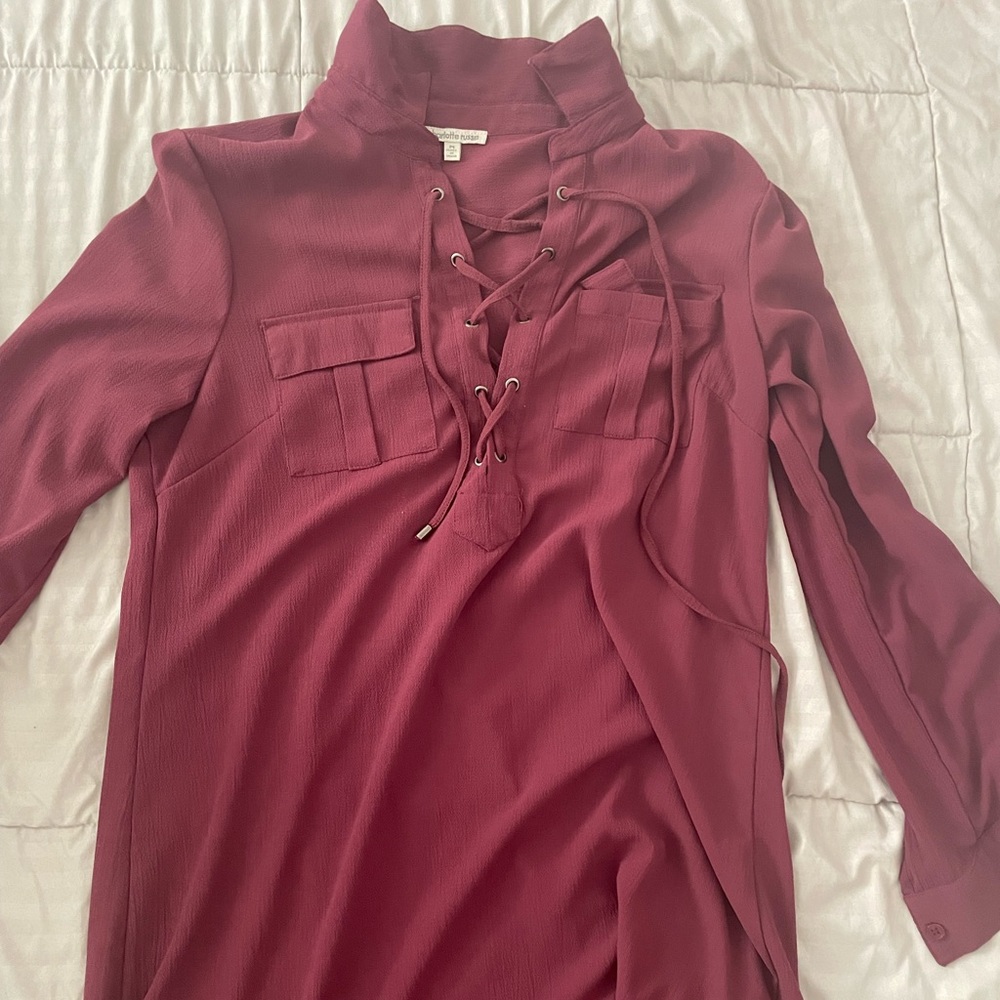 Burgandy sleeve shirt dress